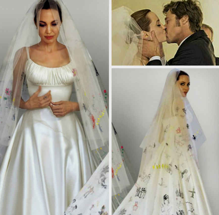 В каком платье выходить замуж. Свадебное платье Анджелины Джоли. Свадьба Анджелины Джоли 2023. Анджелина Джоли свадьба. Платье Анджелина Джоли на свадьбе.
